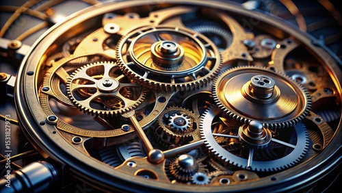 Wallpaper Mural Detailed image of intricately detailed gears and mechanisms within a mechanical timepiece against a dark and contrasting background , precision, machinery Torontodigital.ca