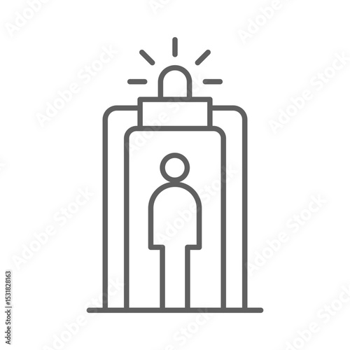Security Gate Detection Symbol with Person Outline Editable Stroke Thin Line Vector Icon