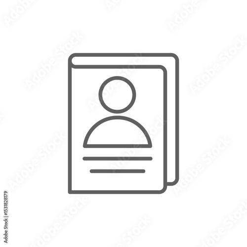 Editable Line Icon of Personal ID Passport Outline Symbol for Travel Identification Document
