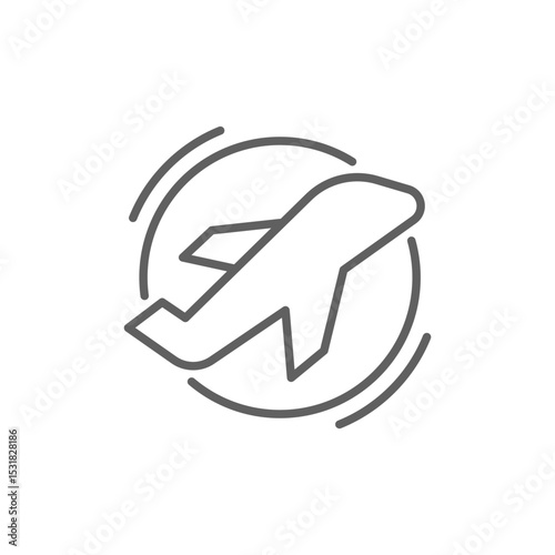 Takeoff Airplane Flight Icon with Motion Lines Outline Thin Line Editable Stroke Symbol