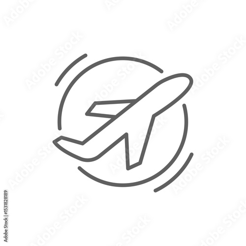 Flying Aircraft Travel Icon Outline Thin Line Editable Stroke Symbol for Aviation and Transport