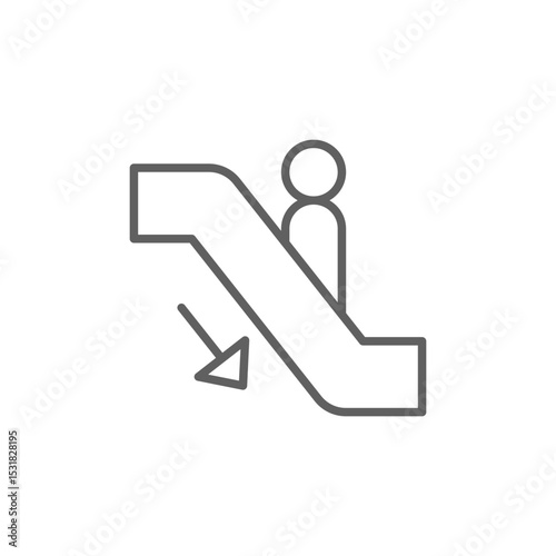 Escalator Down Icon Outline Thin Line Editable Stroke Symbol for Public Transport and Accessibility