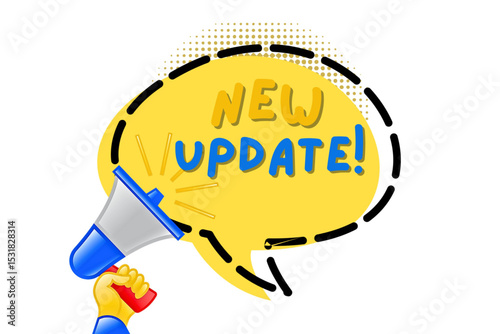 Megaphone with new update speech bubble, Loudspeaker, banner for business, marketing, and advertising. Vector illustration. ( original illustration, not AI-Generated ).