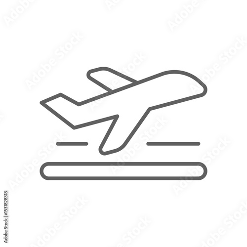 Airplane Taking Off Icon Outline Thin Line Editable Stroke Vector