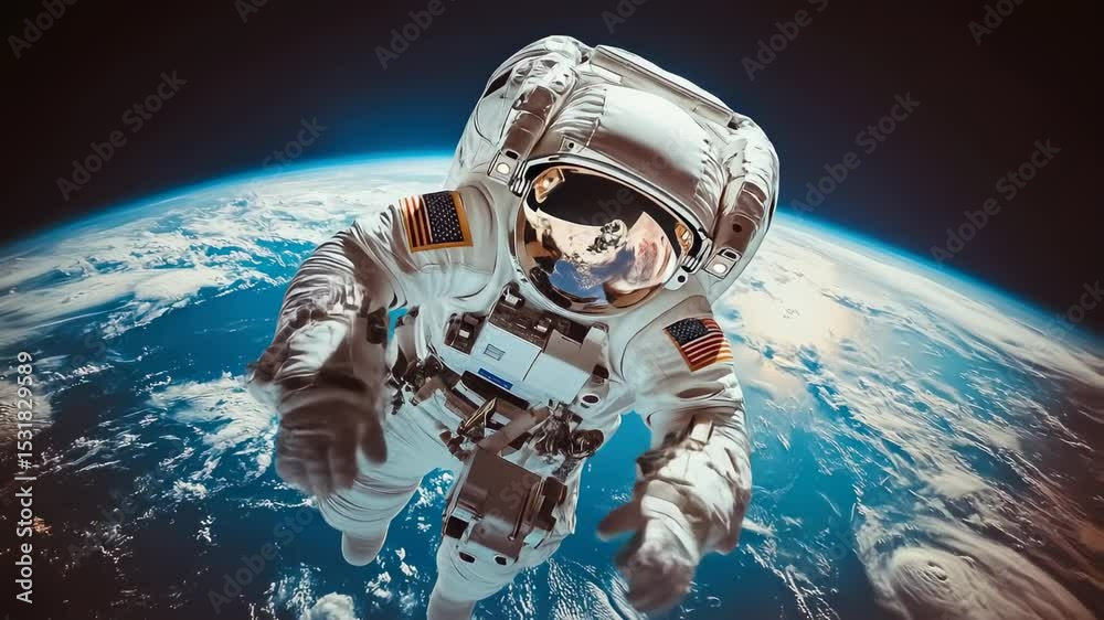 Astronaut floats over Earth