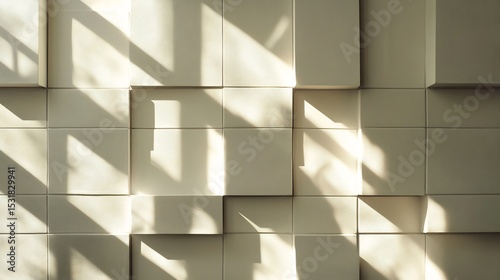 Creative interior concept with block style geometric walls casting intricate shadows and providing a sleek high end visual texture