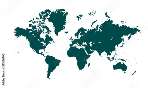 World map accurate scale, world map vector image, modern world map, Illustration, eps 10, worldwide, all continents, all countries, worldwide project