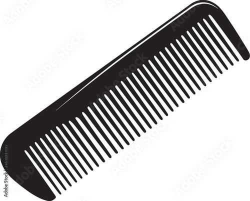 High quality photo of simple hair comb black and white flat vector icon design on white background.
