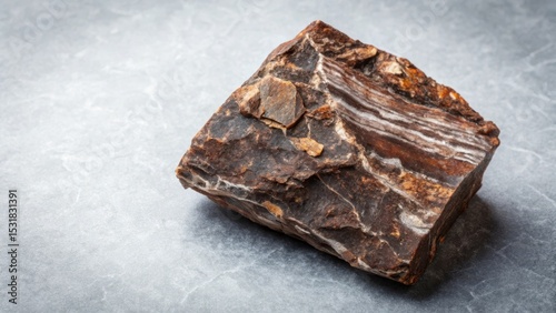 Dark brown schist with flecks of mica and quartz