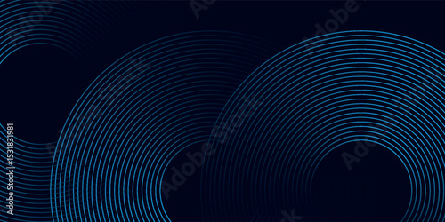 Modern dark blue abstract horizontal banner background with glowing geometric lines. Shiny blue diagonal rounded lines pattern. Futuristic concept. vector eps10