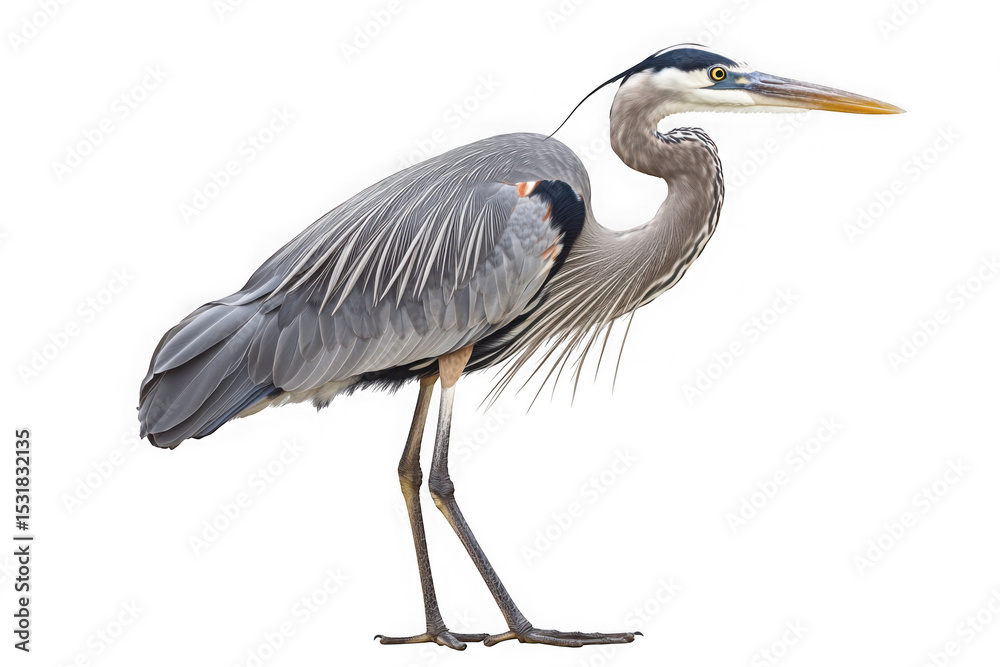 Obraz premium High resolution great blue heron image downloadable wildlife bird photography stock photo animal nature isolated on transparent background