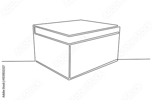 Continuous one line drawing of Rounded containers for gifts. Single line drawing illustration of Rectangular white gloss tin can. Brand box concept vector art. Doodle line illustration.