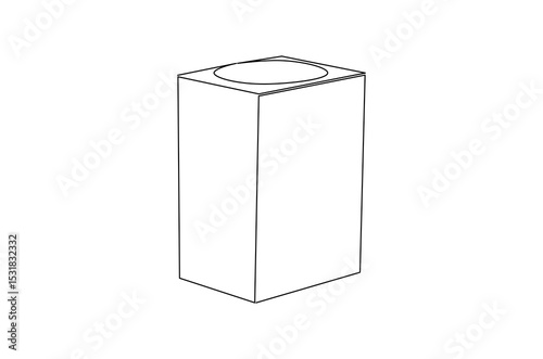 Continuous one line drawing of Rounded containers for gifts. Single line drawing illustration of Rectangular white gloss tin can. Brand box concept vector art. Doodle line illustration.