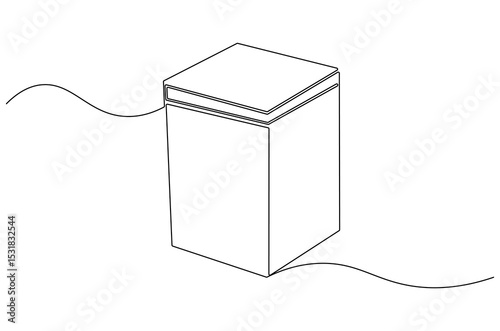 Continuous one line drawing of Rounded containers for gifts. Single line drawing illustration of Rectangular white gloss tin can. Brand box concept vector art. Doodle line illustration.