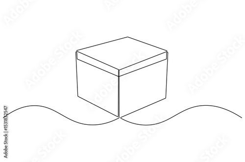 Continuous one line drawing of Rounded containers for gifts. Single line drawing illustration of Rectangular white gloss tin can. Brand box concept vector art. Doodle line illustration.