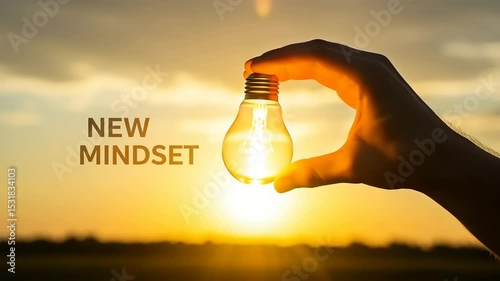 Hand holding lightbulb with text 
