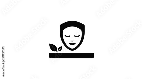 Peaceful Face Icon: Natural Beauty & Wellness Symbol