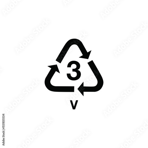 3 V Recycling Plastic Packaging Mark Symbol Vector Icon Sign Logo