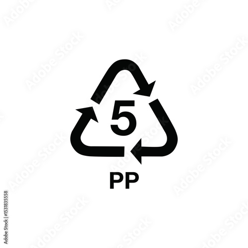 5 PP Recycling Plastic Packaging Mark Symbol Vector Icon Sign Logo