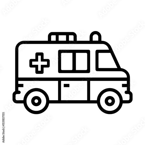 Ambulance side view icon symbolizing emergency health response vehicle with cross sign