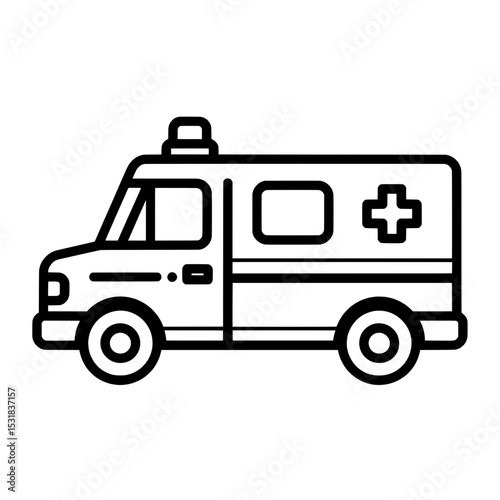 Ambulance vehicle icon for emergency medical transport or healthcare service