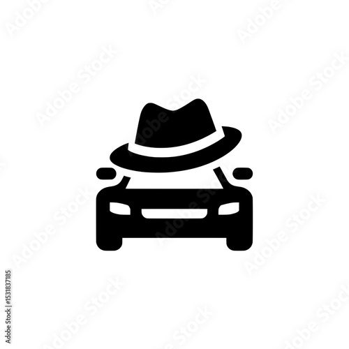Spy car icon with hidden driver representing espionage, stealth operation, or private intelligence transport