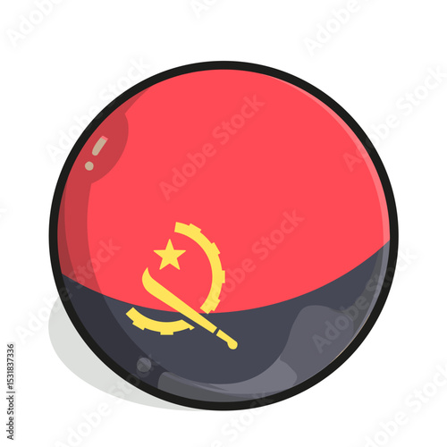 Icon A stylized, circular representation of the Angolan flag; red top half, black bottom, featuring a yellow emblem.