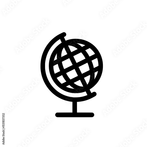 Globe icon representing global education, international connections, geography learning, or global business concepts