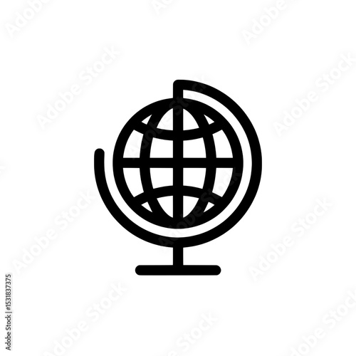 Globe icon on stand representing global education, international communication, or worldwide network