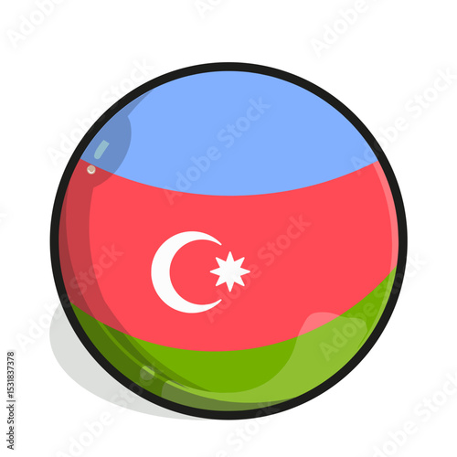 Icon A circular emblem displays the Azerbaijani flag; light blue, red with a crescent moon and star, and green.