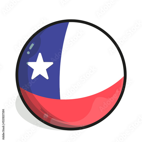 Icon A stylized, round depiction of the Chilean flag, featuring bold colors and simple shapes. The flag's design elements are clearly visible.