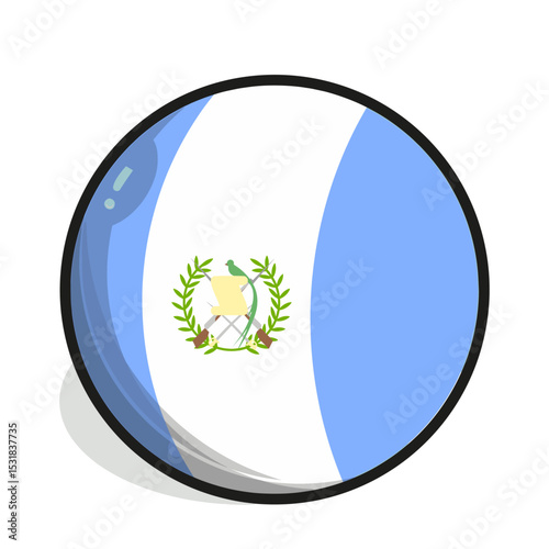 Icon A circular, glossy button features the Guatemalan flag; its emblem is centrally positioned.