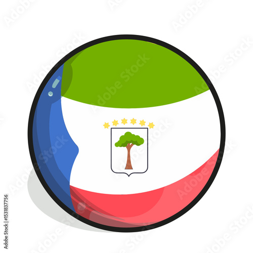 Icon A circular representation of the Equatorial Guinea flag, featuring green, white, and red segments, with a coat of arms.