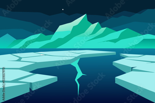 vector illustration of mountain landscape with blue sky