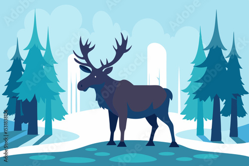 deer in winter forest