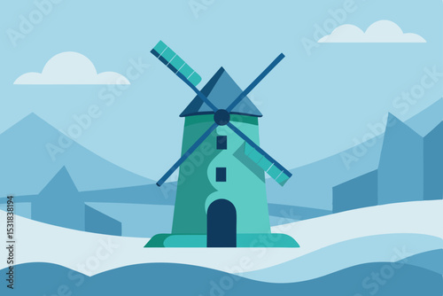 windmill in the snow