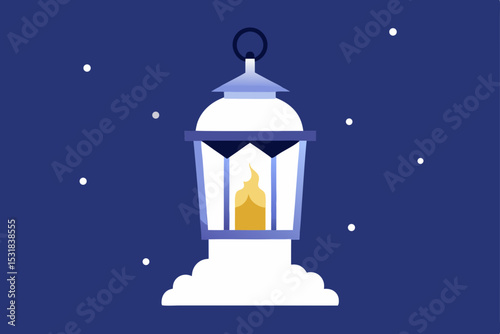 candlelight inside snow covered lantern  .svg