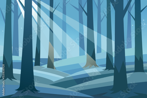 frosted forest with sunlight breaking through  .svg