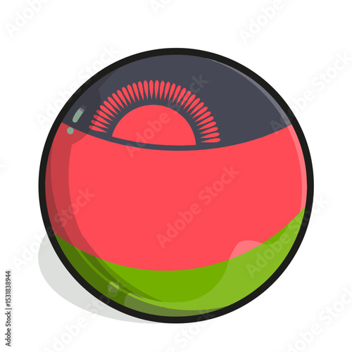 Free Download Icon A stylized circular icon depicting the Malawian flag; red, black, green, rising sun. - GFXLoad
