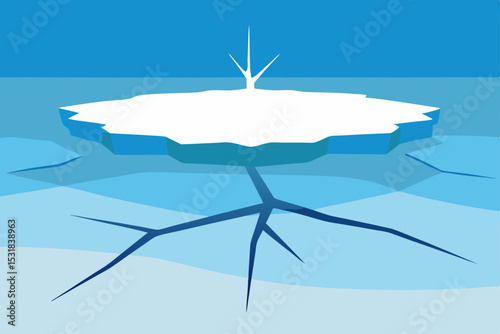 frozen lake with cracks and reflection of sky  .svg