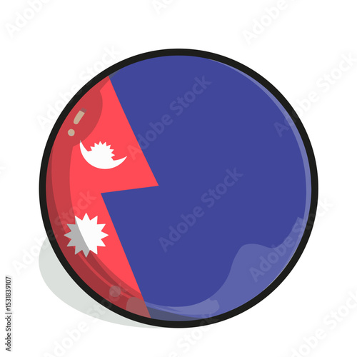 Icon A circular representation of the Nepali flag, featuring a bold red and deep blue color scheme. The flag's distinctive emblem is clearly visible.