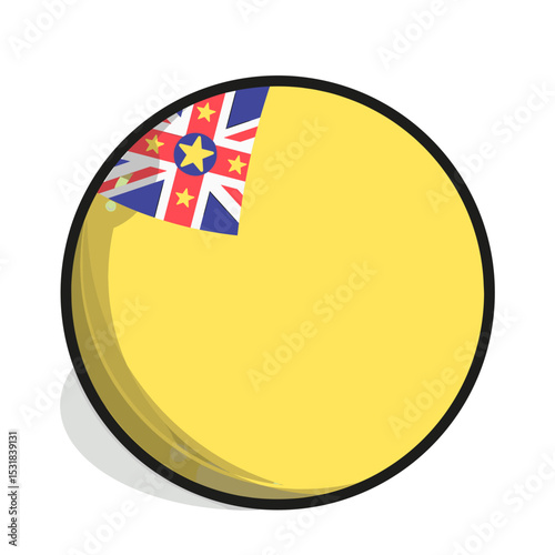 Icon A cartoonish, circular graphic of the Cook Islands flag. The flag is depicted in a simple, stylized manner, with a yellow background and a portion of the flag design in red, blue, and white.