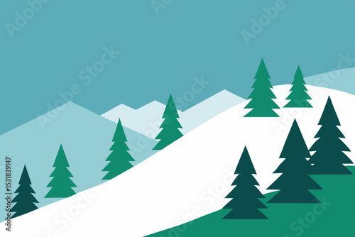 hillside with snow covered evergreen trees  .svg