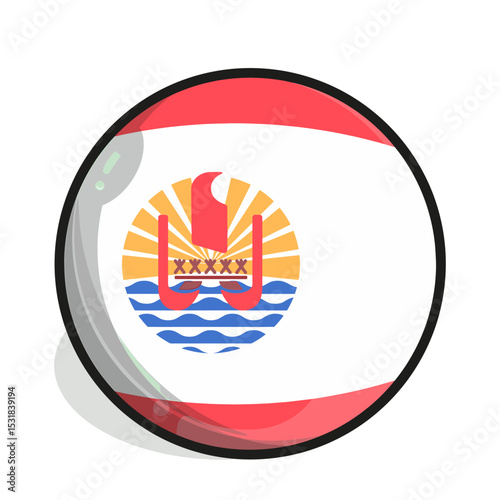 Icon A stylized circular emblem of the Bora Bora flag, featuring red, yellow, and blue elements, with a shaded gray and black border.