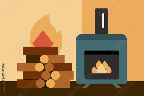 pile of firewood stacked indoors by log burning st.svg