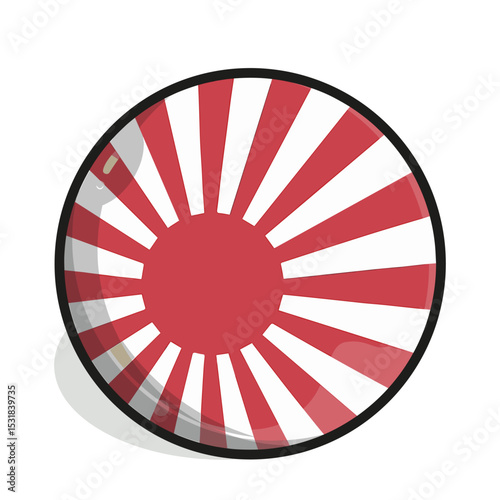 Icon A round candy with a red center and white stripes radiating outwards, encased in a glossy, transparent shell with a black border.