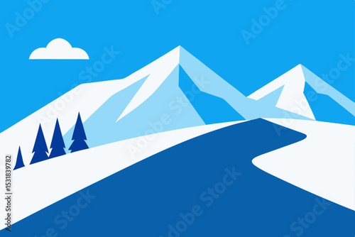 ski slope with snowy peaks  .svg