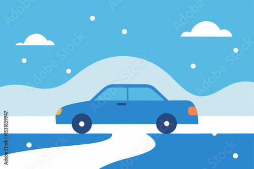 snowed in car on quiet road  .svg
