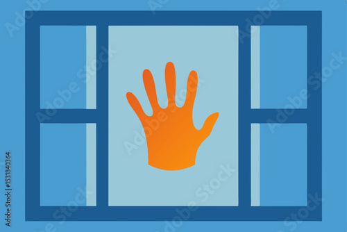 warm handprint on frosted windowpane  .svg