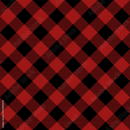 Fabric pattern, red and black checkered pattern, gift wrapping paper , seamless pattern 